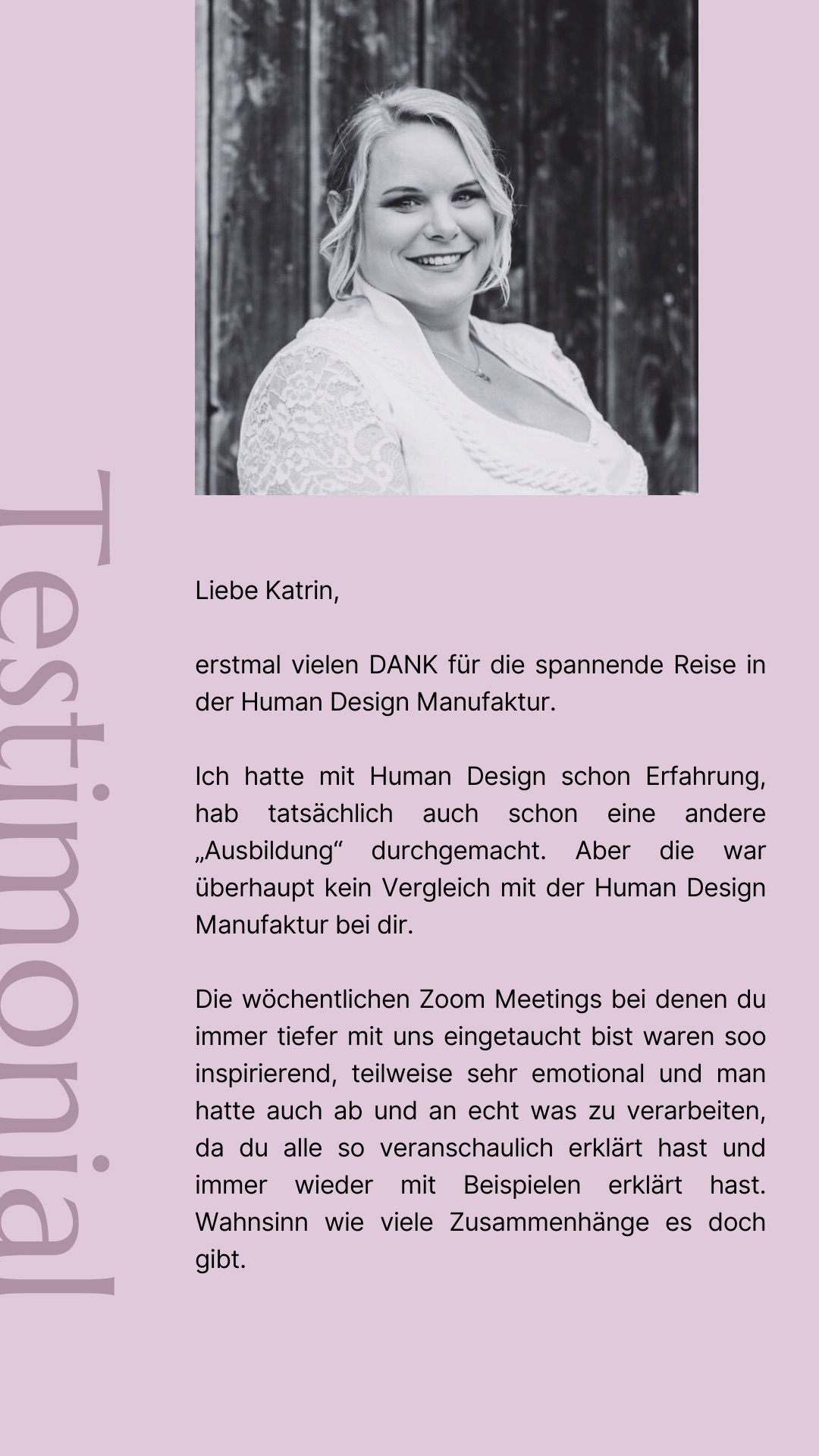 Testimonial einer Absolventin der Human Design Manufaktur